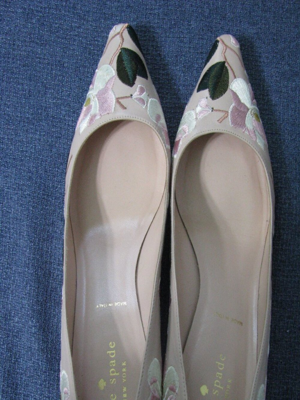 Kate Spade New York "Lynne" Floral Embroidered Kitten Heels 8M